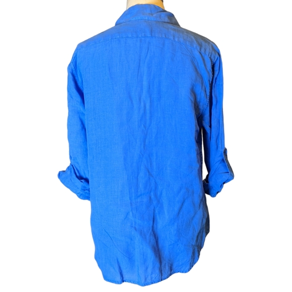 Tommy Bahama Blue Linen Button Down Shirt Blouse Women's Size Medium - Picture 3 of 6